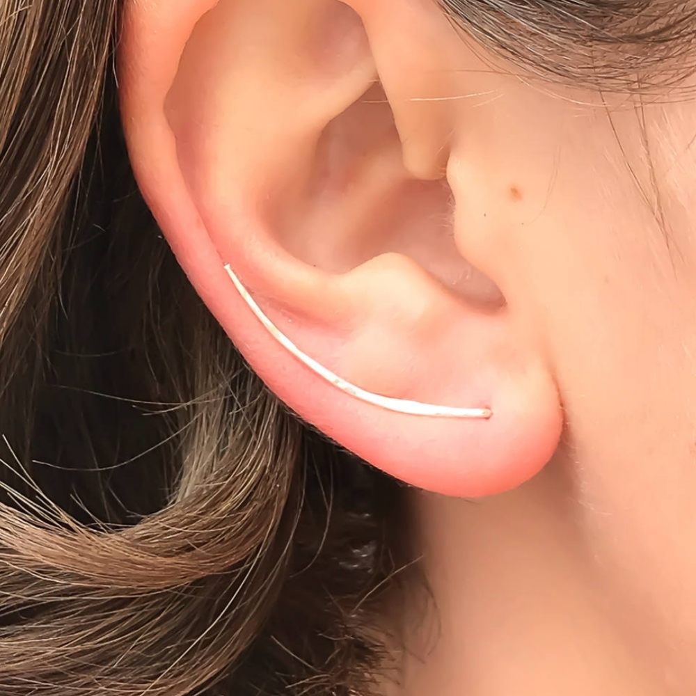 Sterling Silver Ear Climbers Hammer Pin Minimalist